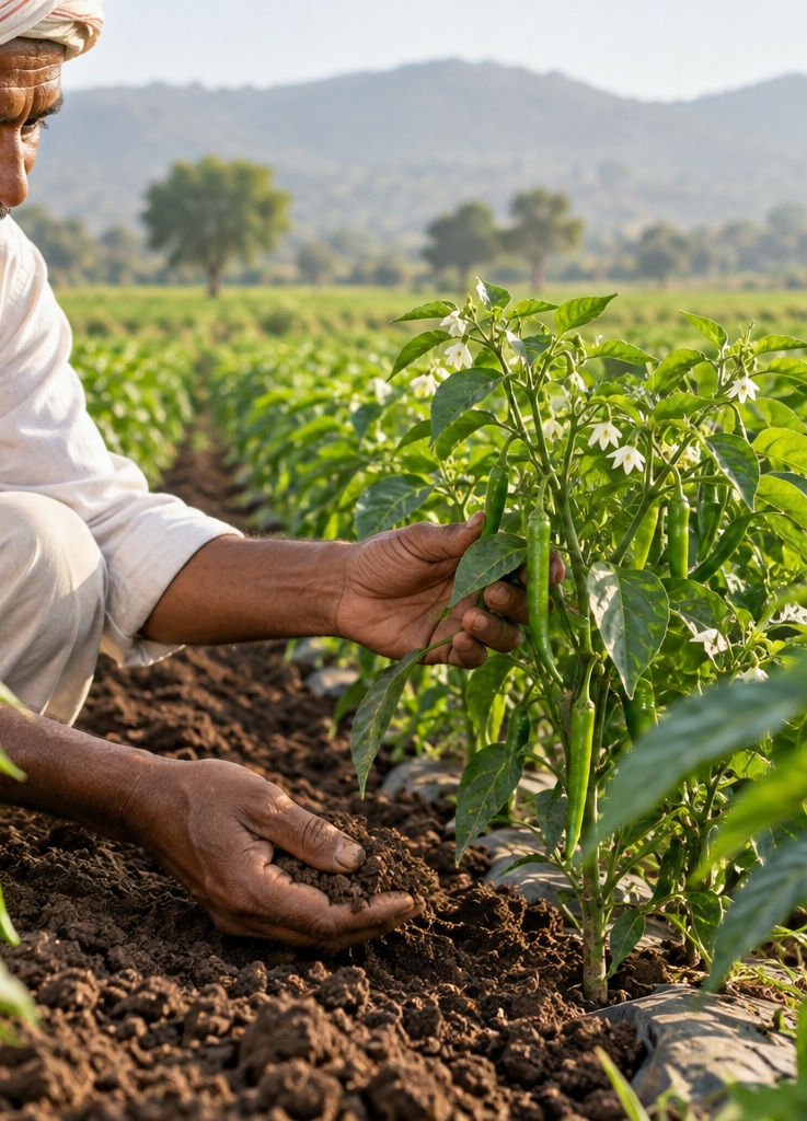 A grower caring for a plant